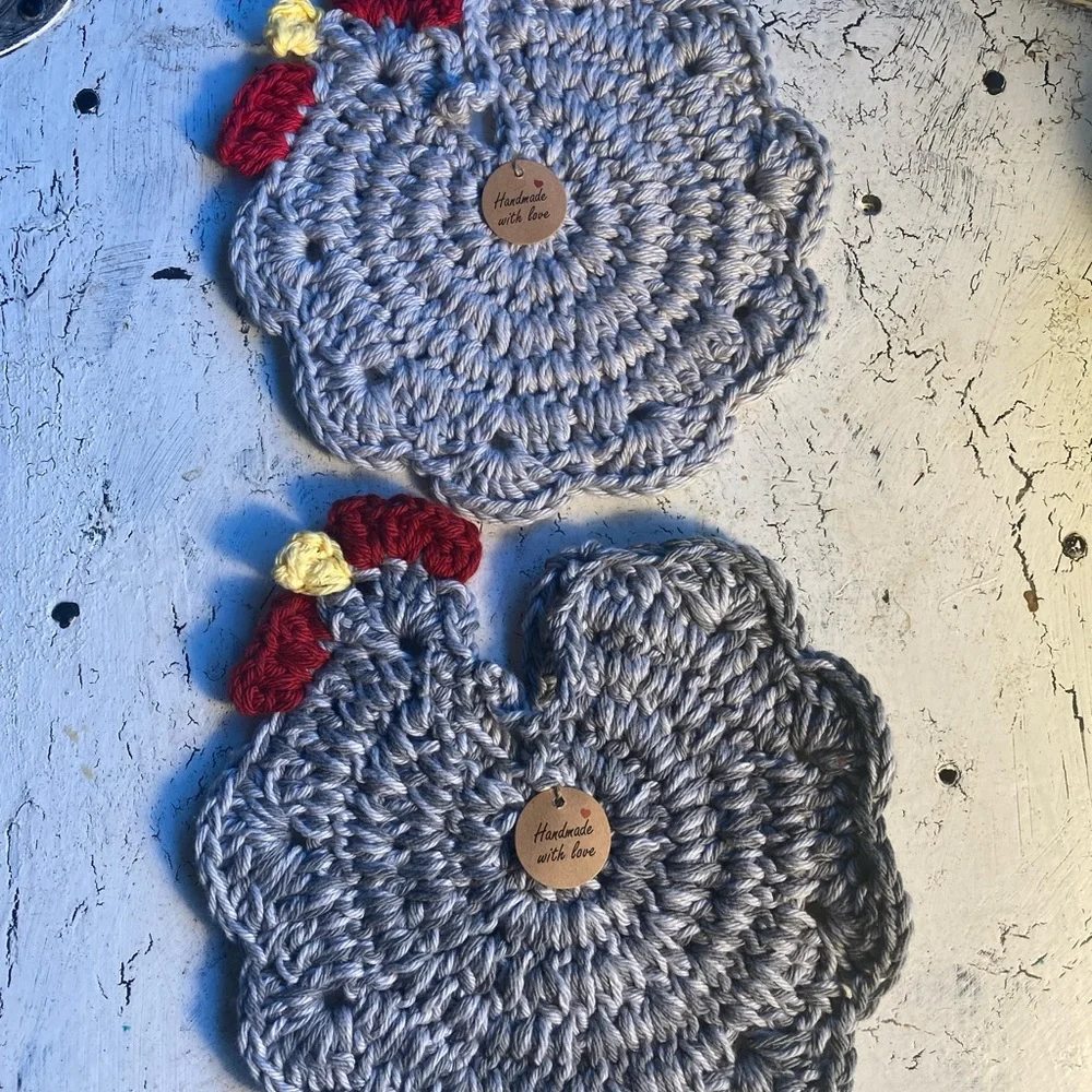 2 Chicken Pot Holders 100% Cotton $25